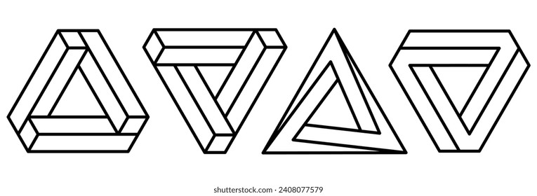 Formas abstractas aisladas en fondo blanco. Formas imposibles. Ilustración vectorial.