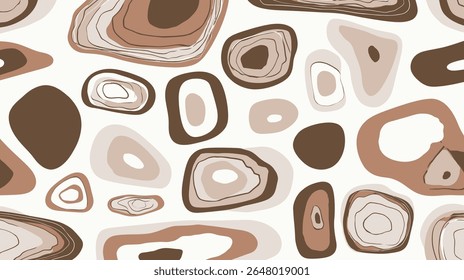 Abstract shapes layer creating seamless neutral pattern backdrop digitally.
