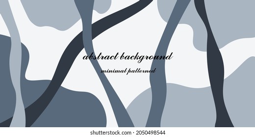 Abstract shapes and line in navy blue colors. Neutral background in minimalist style. Contemporary vector Illustration