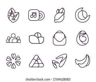 Abstract shapes line style icon set design, Logo brand and corporate theme Vector illustration