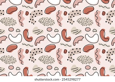 Formas abstractas con líneas y puntos Patrón de repetición sin fisuras Estilo boho