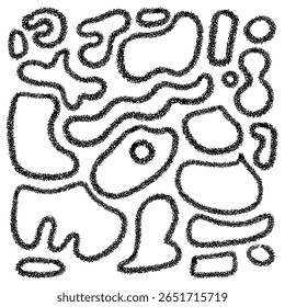 Formas abstratas feitas de pontos e manchas. Formas desenhadas à mão. Pincel de constelação, manchas, grupo de pontos, pontos dispersos. Formas arredondadas e otimizadas. Conjunto de plano de fundo