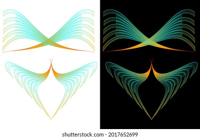 Abstract shapes made with gradient lines. Graphics design elements set