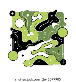 Abstract shapes merge design in square composition graphic illustration