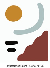 abstract shapes minimal art, mid century modern style vector illustration 