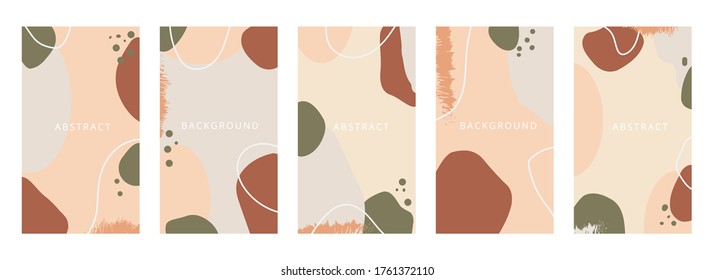 Abstract shapes minimal background vector set. Trendy style cover design for social media posts and stories, cover, web, invitation, and print.