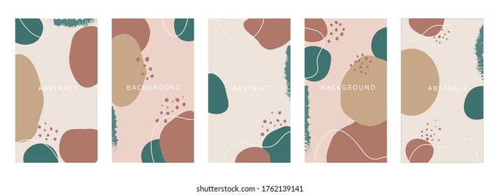 Abstract shapes minimal background vector set. Trendy style cover design for social media posts and stories, cover, web, invitation, and print.