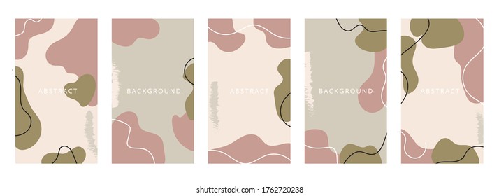 Resumen de formas conjunto mínimo de vectores de fondo. Diseño de portadas a la moda para artículos e historias en medios sociales, portada, web, invitación e impresos.