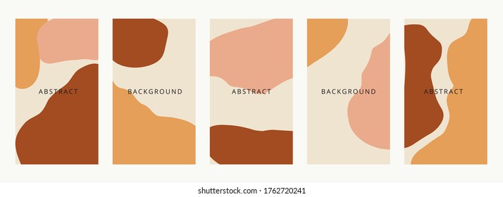 Abstract shapes minimal background vector set. Trendy style cover design for social media posts and stories, cover, web, invitation, and print.