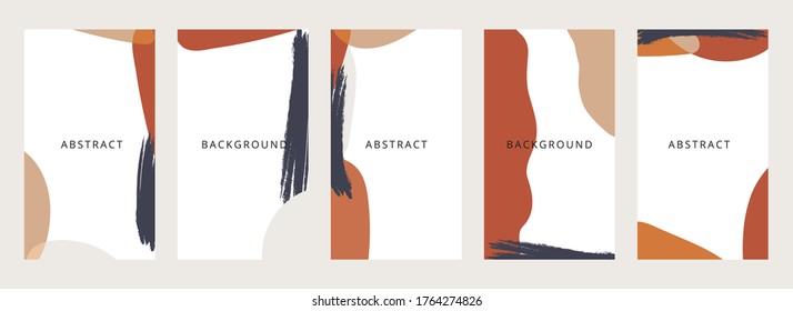 Abstract shapes minimal background vector set. Trendy style cover design for social media posts and stories, cover, web, invitation, and print.
