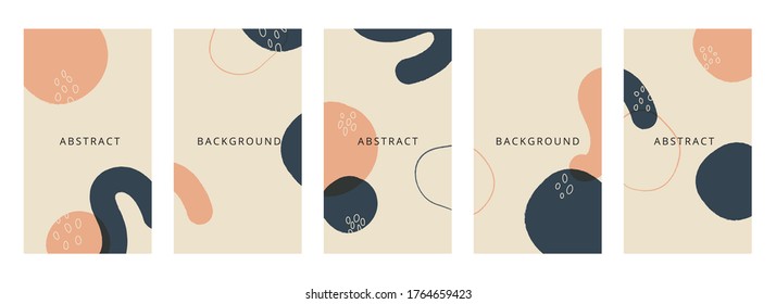 Abstract shapes minimal background vector set. Trendy style cover design for social media posts and stories, cover, web, invitation, and print.