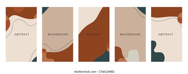 Abstract shapes minimal background vector set. Trendy style cover design for social media posts and stories, cover, web, invitation, and print.