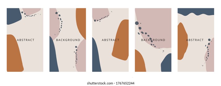 Abstract shapes minimal background vector set. Trendy style cover design for social media posts and stories, cover, web, invitation, and print.