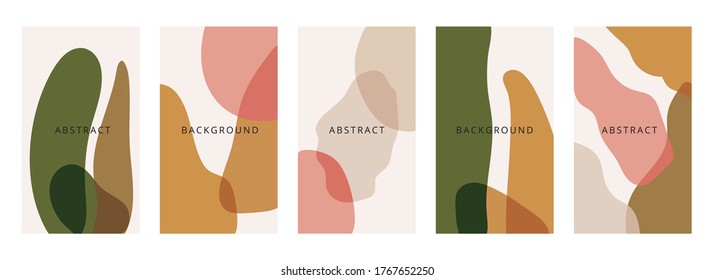 Abstract shapes minimal background vector set. Trendy style cover design for social media posts and stories, cover, web, invitation, and print. - Shutterstock ID 1767652250