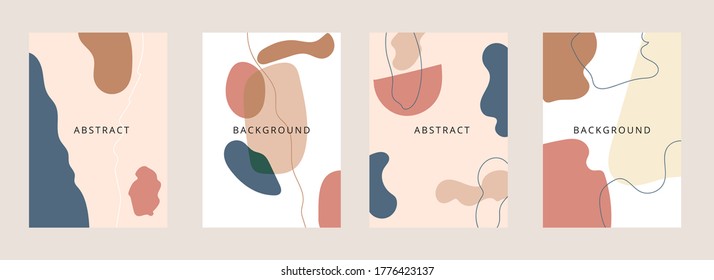 Abstract shapes minimal background vector set. Trendy style cover design for social media posts and stories, cover, web, invitation, and print.