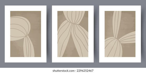 Resumen de formas de imagen minimalista de la impresión de arte en la pared. Afiche de formas abstractas mínimo imprimible. Fondo decorativo contemporáneo con imagen. Paredes de arte para el diseño interior. Paquete, conjunto.