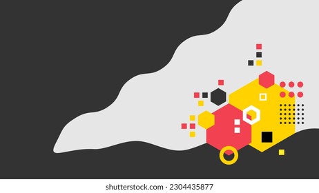 Resumen Formas De Fondo Moderno. Composiciones geométricas dinámicas. El estilo es plano y limpio. Aplicable a cualquier obra gráfica.