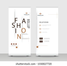 Abstract Shapes Modern Exhibition Advertising Trend Business Roll Up Banner Stand Poster Brochure flat design template creative concept. White background Roll Up EPS. Presentation