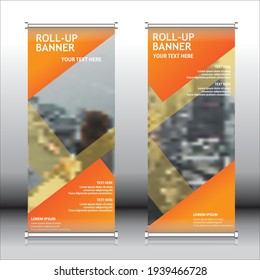 Abstract Shapes Modern Exhibition Advertising Trend Business Roll Up Banner Stand Poster Brochure flat design template creative concept. Presentation. Cover Publication. Stock vector. EPS