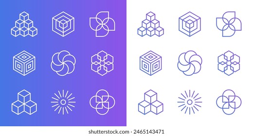 Abstract Shapes for Modern Logo Design. Set of Geometric Symbols, Icons, Shapes. Retro Futuristic Linear Symbol Designs. Vector Illustration.