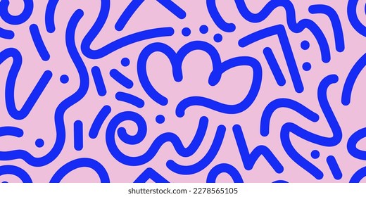 Abstract shapes modern pattern design. Hand drawn vector illustration