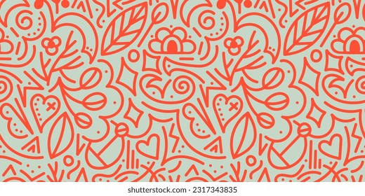 Abstract shapes modern pattern design. Hand drawn vector illustration. Trendy organic seamless pattern