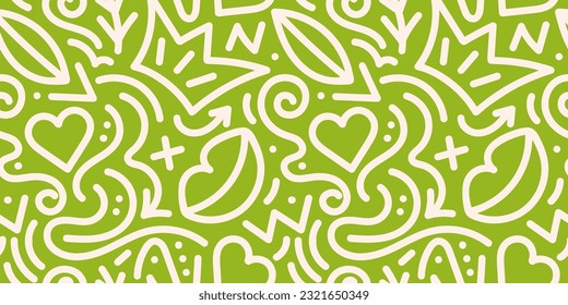 Abstract shapes modern pattern design. Hand drawn vector illustration. Trendy organic seamless pattern