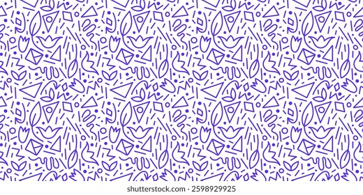 Abstract shapes modern pattern design. Hand drawn vector illustration. Doodle organic seamless pattern