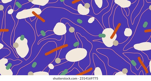 El resumen da forma a un diseño de patrones moderno y transparente. Ilustración vectorial dibujada a mano. Patrón ininterrumpido orgánico de moda