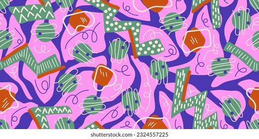 Abstract shapes modern seamless pattern design. Hand drawn vector illustration. Trendy organic seamless pattern