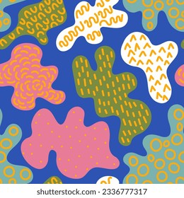 Abstract shapes modern seamless pattern design. Hand drawn vector illustration. Trendy organic seamless pattern