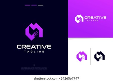 Abstract shapes modern technology logo design