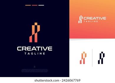 Diseño de logotipo de tecnología moderna de formas abstractas