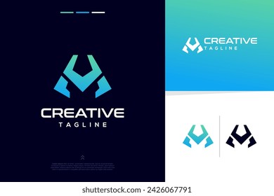 Abstract shapes modern technology logo design