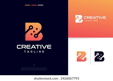 Abstract shapes modern technology logo design