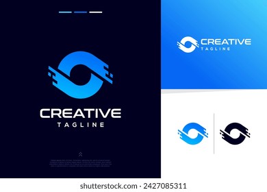Diseño de logotipo de tecnología moderna de formas abstractas