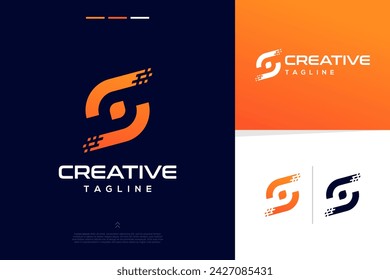 Abstract shapes modern technology logo design