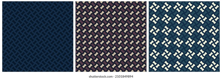 Abstract shapes motif basic geometric pattern classic background. Small geo elements simple geometrical layout design traditional Japanese ornament. Modern textile fabric swatch all over print block.