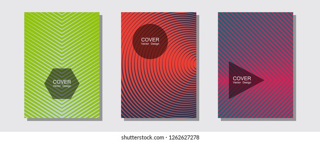 Abstract shapes of multiple lines halftone patterns. Future mockups samples. Halftone lines music poster background. Corporate catalogs. Cool abstract shapes gradient texture backgrounds.