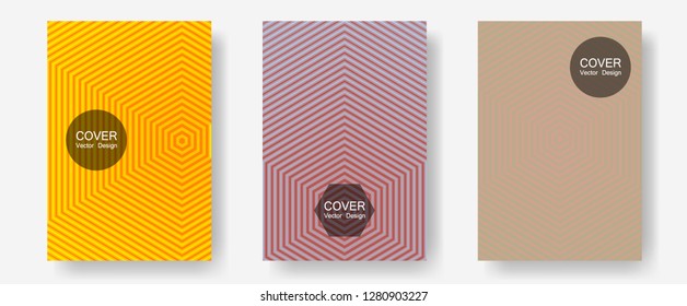 Abstract shapes of multiple lines halftone patterns. Futuristic style. Halftone lines annual report templates. Minimalistic journals. Cool abstract shapes gradient texture backgrounds.