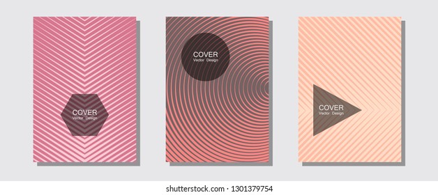 Abstract shapes of multiple lines halftone patterns. Contemporary collection. Halftone lines music poster background. Music placards. Cool abstract shapes gradient texture backgrounds.