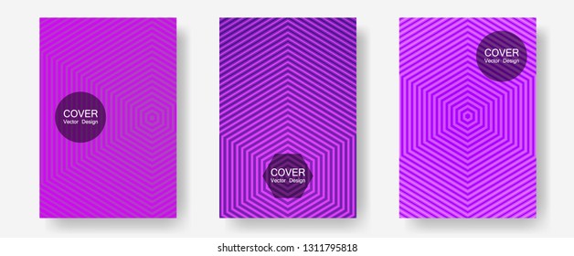Abstract shapes of multiple lines halftone patterns. Futuristic style. Halftone lines annual report templates. Vivid mockups samples. Cool abstract shapes gradient texture backgrounds.