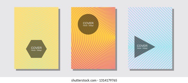 Abstract shapes of multiple lines halftone patterns. Balanced posh mockups. Halftone lines music poster background. Trendy magazines. Cool abstract shapes gradient texture backgrounds.