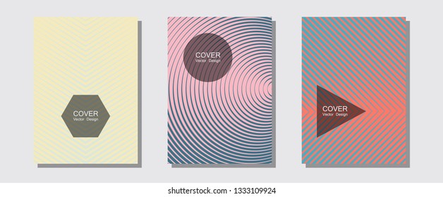 Abstract shapes of multiple lines halftone patterns. Trendy magazines. Halftone lines music poster background. Scientific style mix. Cool abstract shapes gradient texture backgrounds.