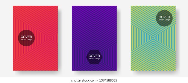 Abstract shapes of multiple lines halftone patterns. Business folders branding. Halftone lines annual report templates. Minimalist geometry. Cool abstract shapes gradient texture backgrounds.