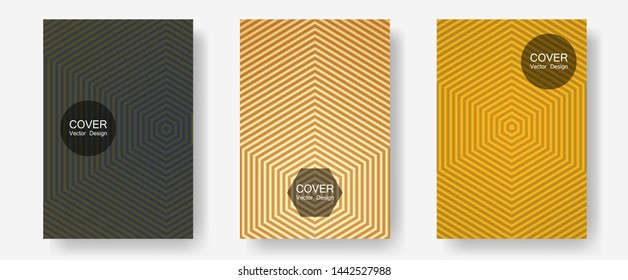Abstract shapes of multiple lines halftone patterns. Business folders branding. Halftone lines annual report templates. Digital collection. Cool abstract shapes gradient texture backgrounds.