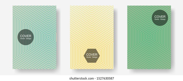 Abstract shapes of multiple lines halftone patterns. Minimal booklets. Halftone lines annual report templates. Neoteric composition. Cool abstract shapes gradient texture backgrounds.
