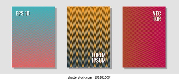 Abstract shapes of multiple lines halftone patterns. Trendy magazines. Zigzag halftone lines wave stripes backdrops. Vibrant tech mockups. Cool abstract shapes gradient texture backgrounds.