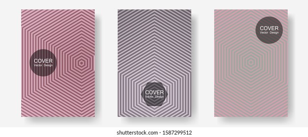 Abstract shapes of multiple lines halftone patterns. Vivid mockups samples. Halftone lines annual report templates. Trendy magazines. Cool abstract shapes gradient texture backgrounds.