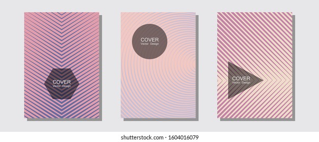 Abstract shapes of multiple lines halftone patterns. Brand identity elements. Halftone lines music poster background. Trendy magazines. Cool abstract shapes gradient texture backgrounds.